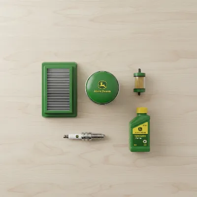 John Deere S100 maintenance parts on a workbench, illustrating proactive care.